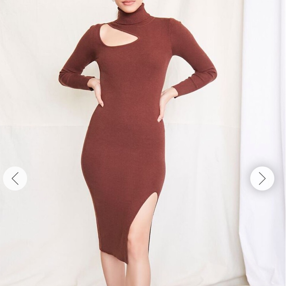 Cutout Turtleneck Sweater Dress